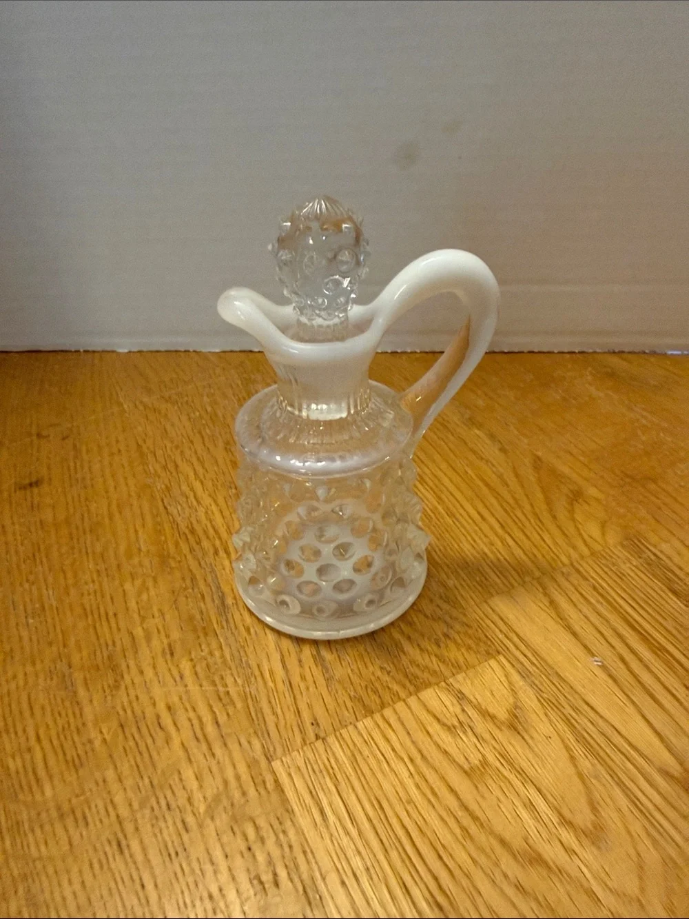 Milk Glass Hobnail Cruet with Stopper - White